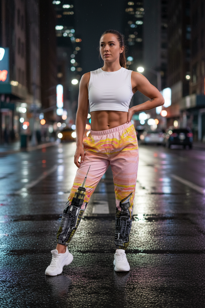 Unisex Track Pants - Struttura Rosa Limone - Loria NYC Art