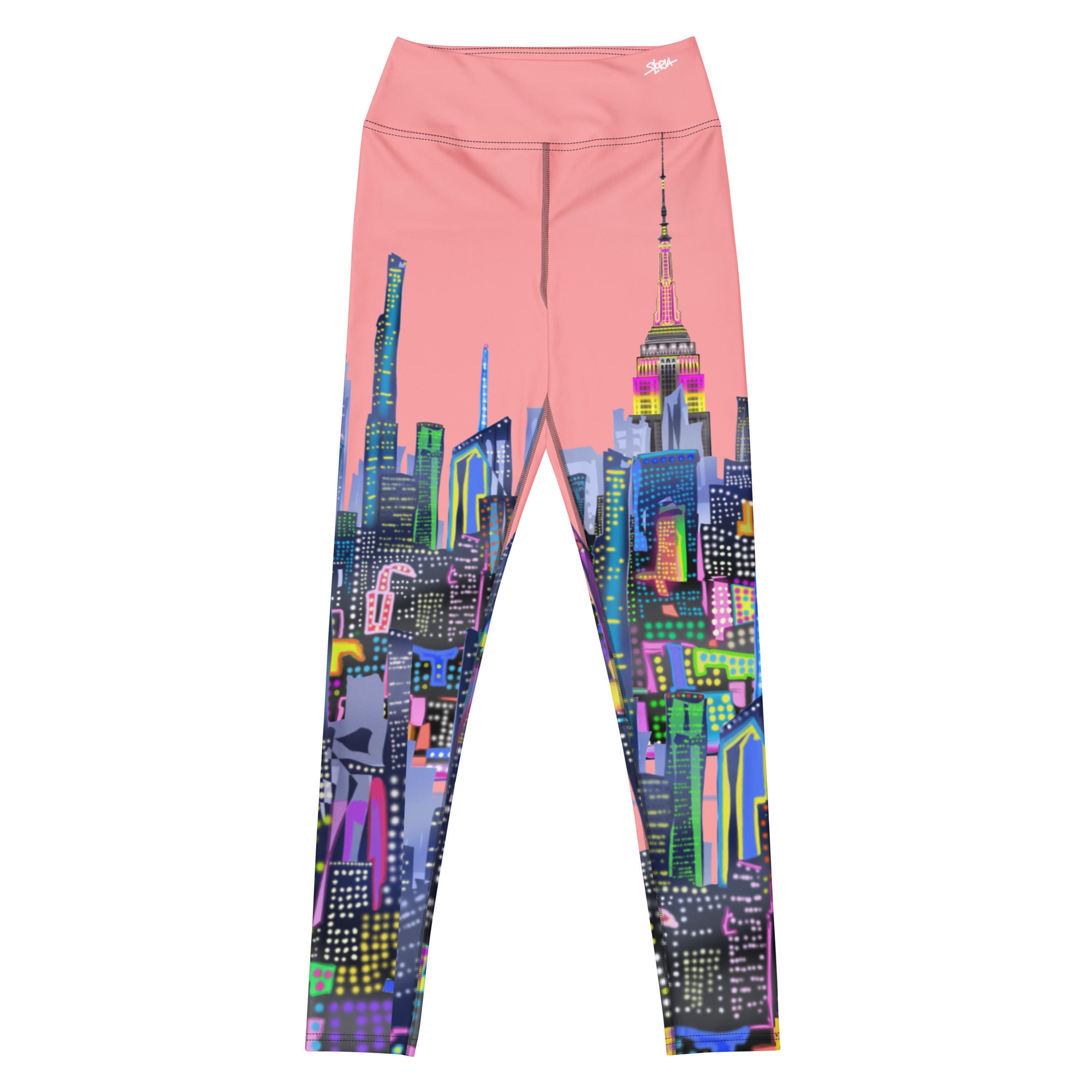 Leggings with cityscape Loria NYC Art design on a white background