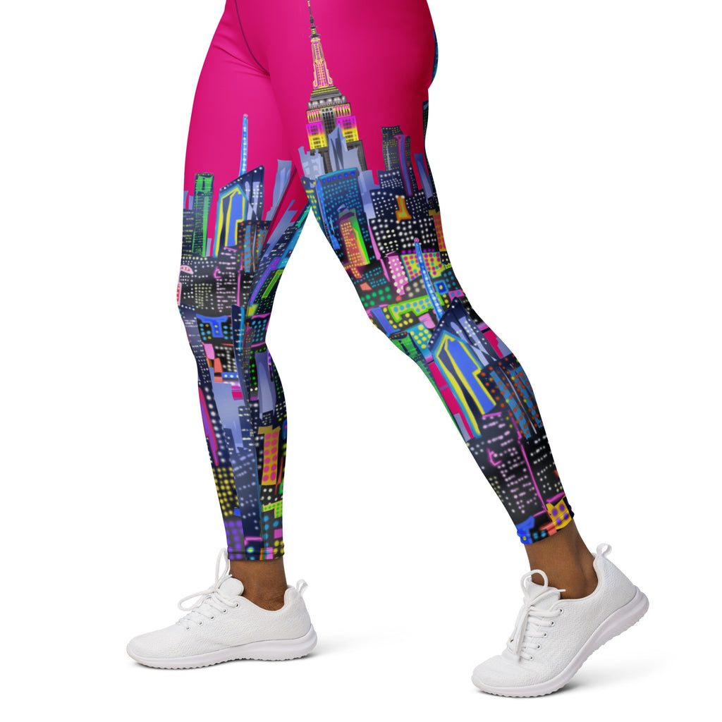Leggings with cityscape Loria NYC Art design on a white background