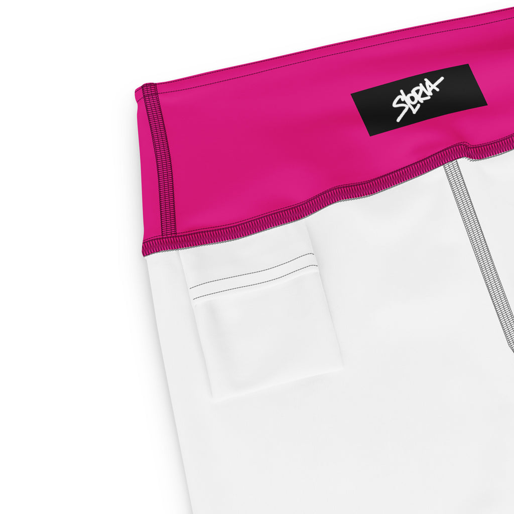 Close-up of a pink waistband with a brand S.Loria logo on a white background