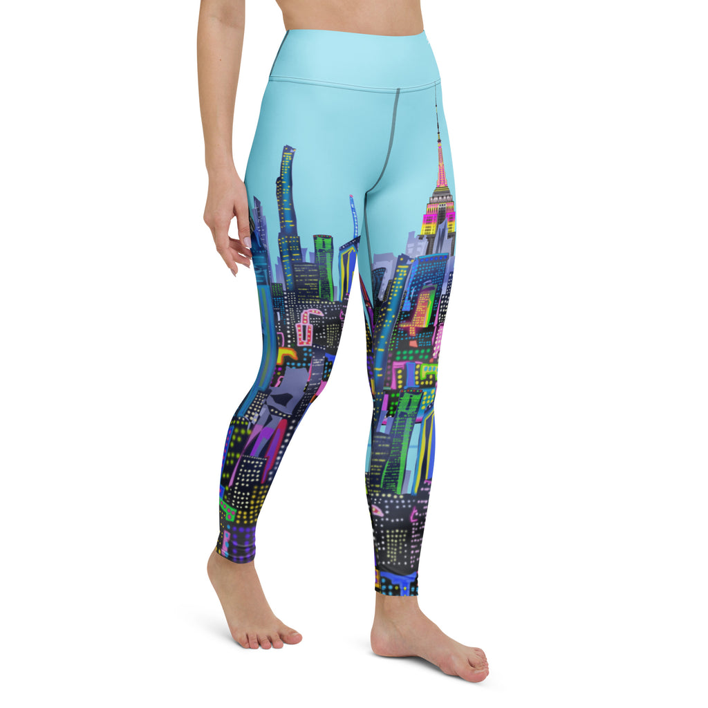 Leggings with cityscape Loria NYC Art design on a white background