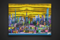 Colorful cityscape Loria NYC Art painting on a dark background