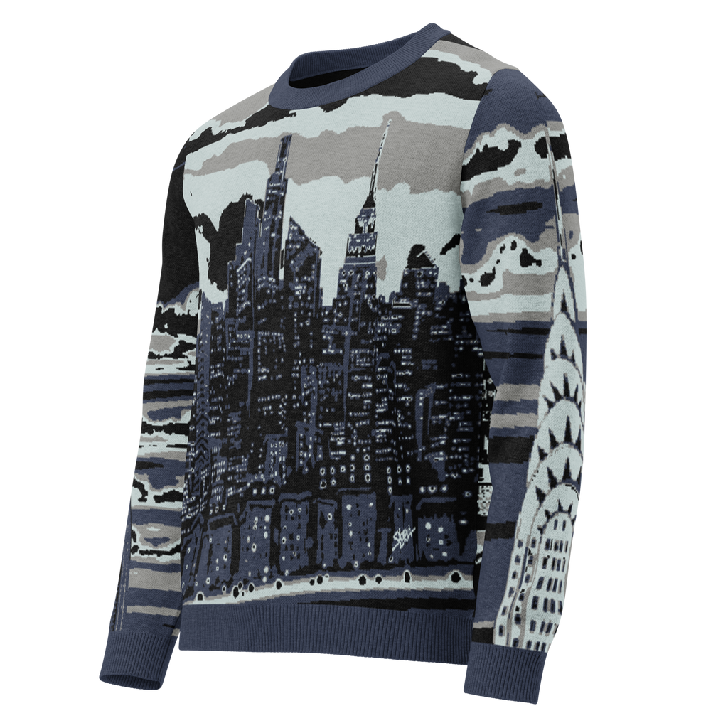 Sweater with cityscape Loria NYC Art design on a white background