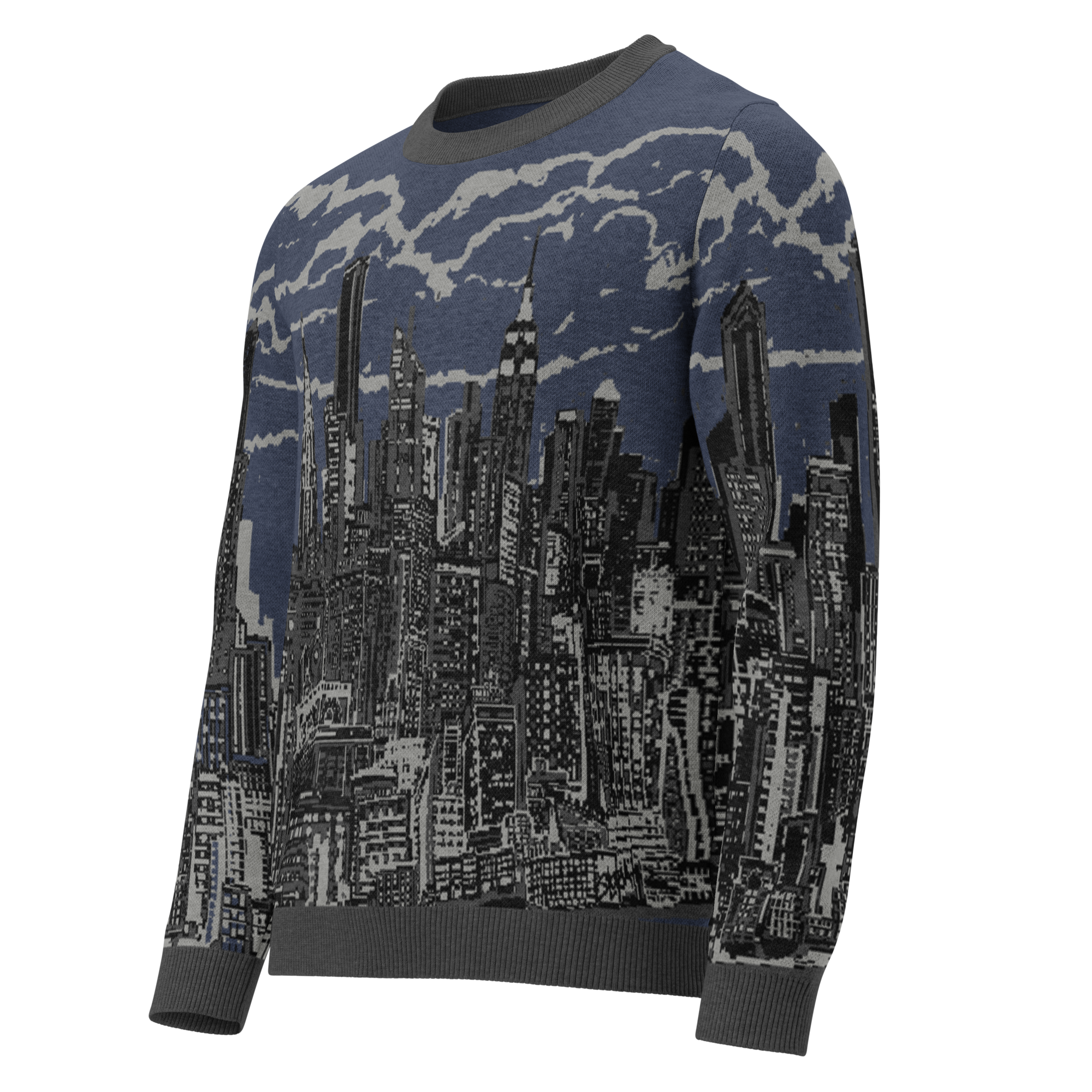 Sweater with cityscape Loria NYC Art design on a white background