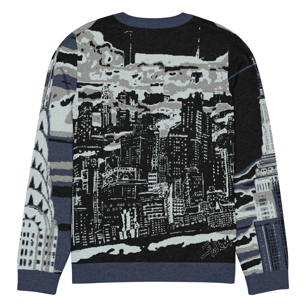 Sweater with cityscape Loria NYC Art design on a white background