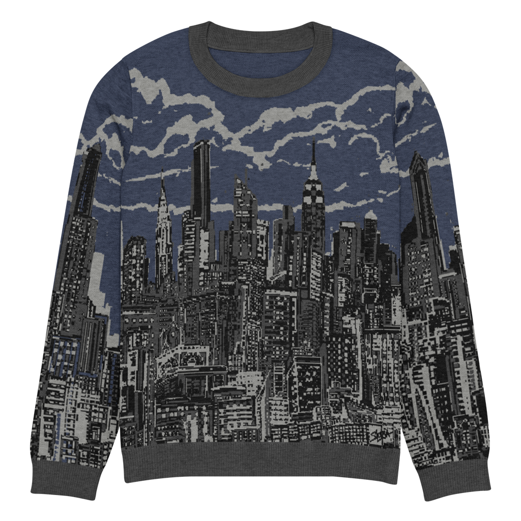 Sweater with cityscape Loria NYC Art design on a white background