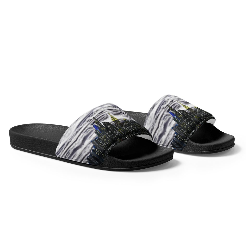Pair of slides with a Loria NYC Art graphic design on a white background