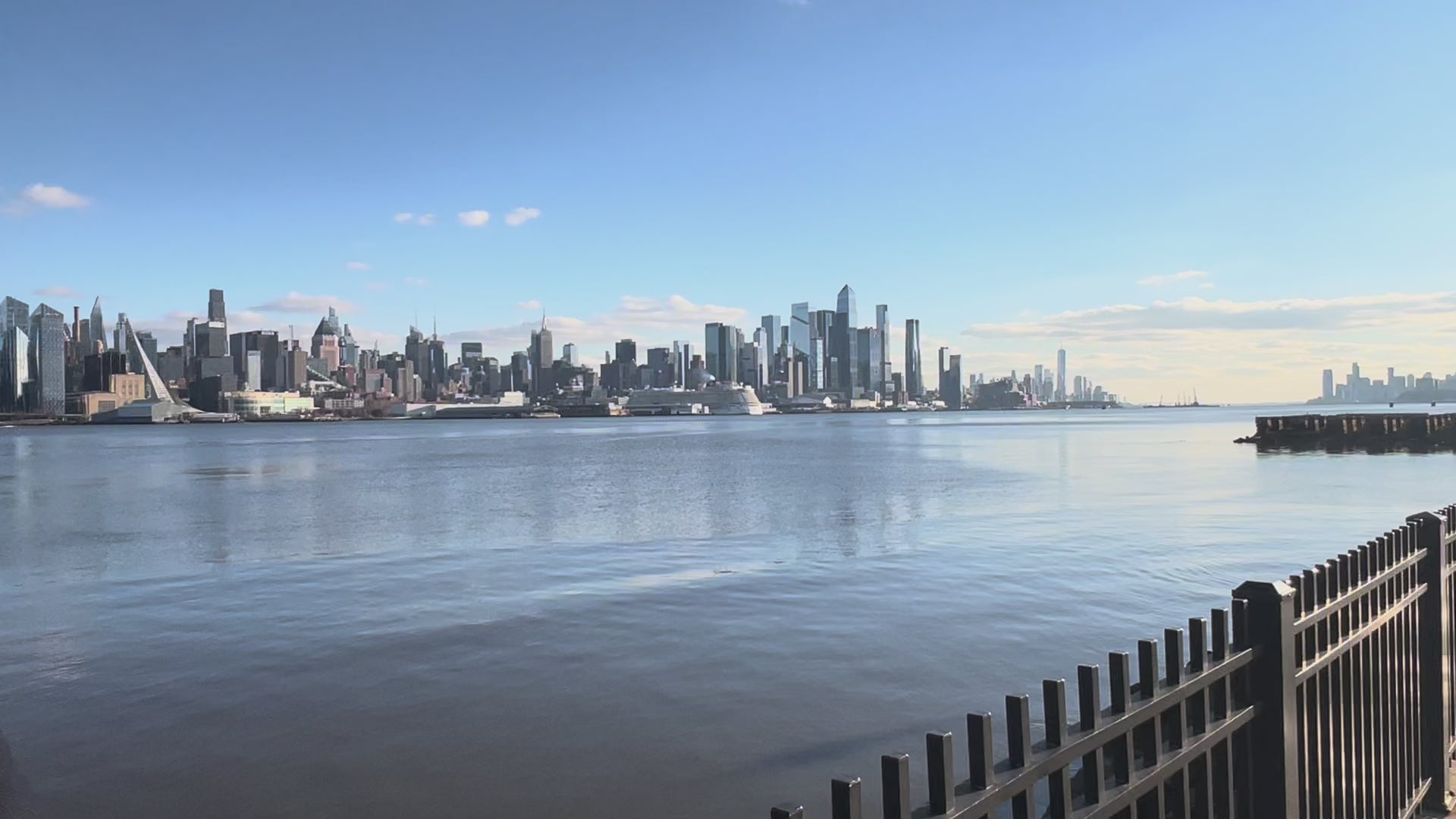 Horizontal video Video of  jacket covered in Loria NYC Art with skyline background