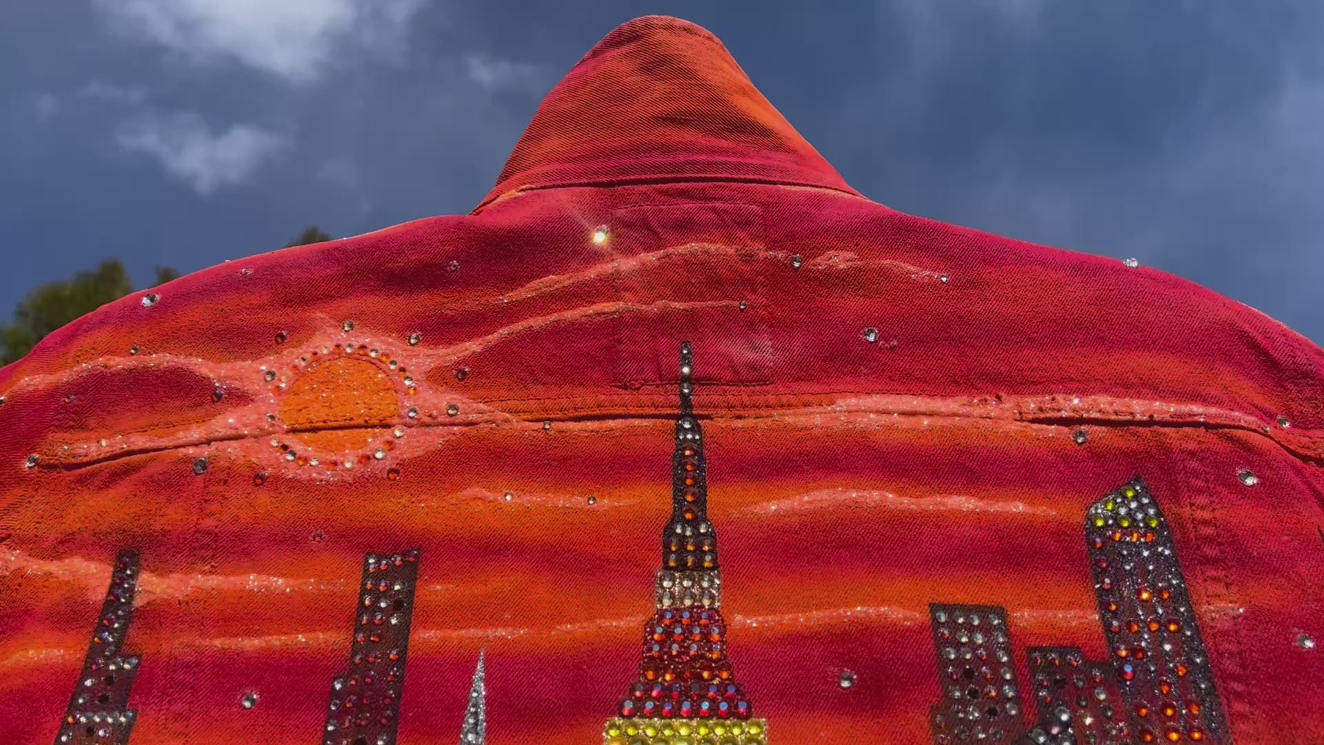 Loria NYC Art On the back of a jacket in a video