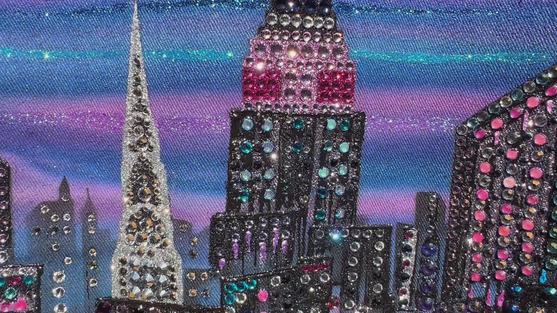 Video of colorful Loria NYC Art on the back of a jacket
