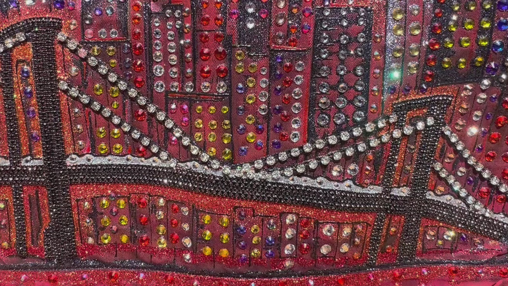 Bridge and crystal details by Loria NYC Art on the back of a jacket
