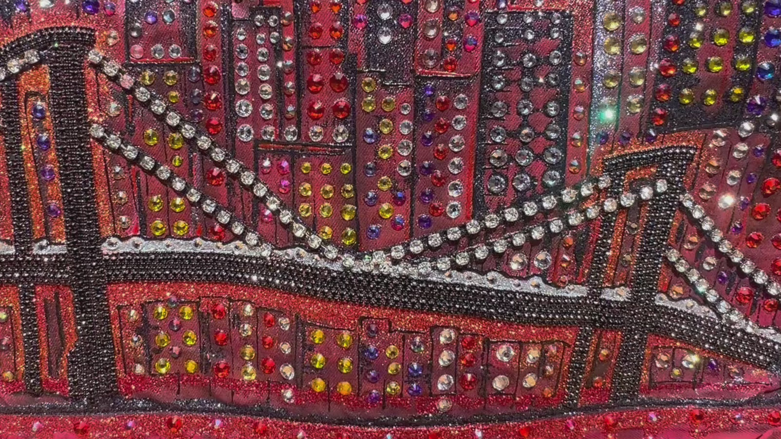 Bridge and crystal details by Loria NYC Art on the back of a jacket