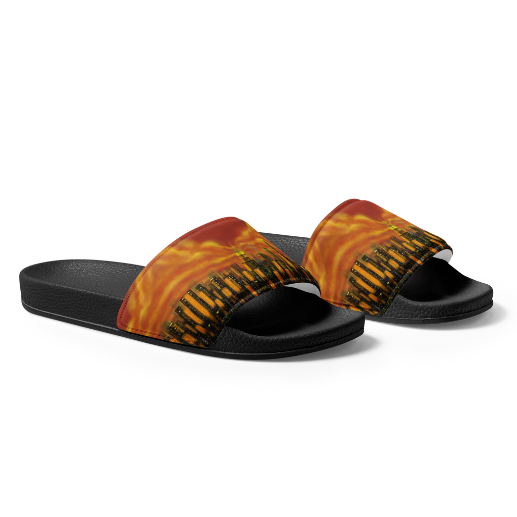 Pair of slides with flame Loria NYC Art on a white background